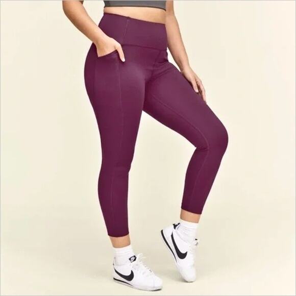 GIRLFRIEND COLLECTIVE Compressive High-Rise 7/8 Pocket Legging Plum Purple Sz M - Picture 1 of 8